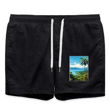 Nicoya Halbinsel Costa Rica Vintage Reiseposter - Badeshorts - Schwarz - Vorne - AI Model Male 185 light (185cm)