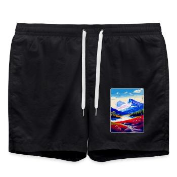 Skandinavische Berge Norwegen Reiseposter WPA - Badeshorts - Schwarz - Vorne - AI Model Male 185 light (185cm)