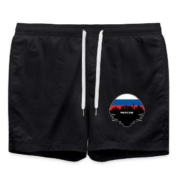 Moskau Russland Flagge Skyline Silhouette Reisen - Badeshorts - Schwarz - Vorne - AI Model Male 185 light (185cm)