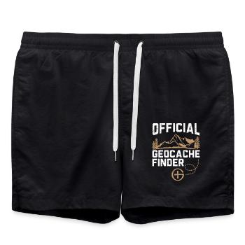 Offizieller Geocache-Finder Geocacher Geocaching - Badeshorts - Schwarz - Vorne - AI Model Male 185 light (185cm)