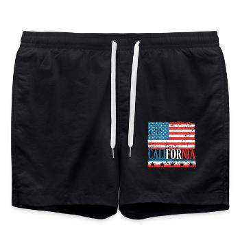 CA Regeln USA Staat Amerika Kalifornien Kalifornie - Badeshorts - Schwarz - Vorne - AI Model Male 185 light (185cm)