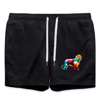 Verschmuster Berner Sennenhund Züchter - Badeshorts - Schwarz - Vorne - AI Model Male 185 light (185cm)