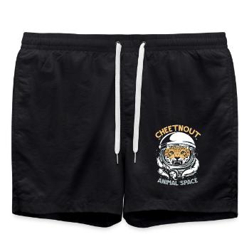 Cheetnaut Tier Raum Cheetah Wildlife Astronaut - Badeshorts - Schwarz - Vorne - AI Model Male 185 light (185cm)