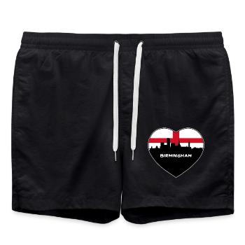 Birmingham England Flagge Skyline Reise Souvenir - Badeshorts - Schwarz - Vorne - AI Model Male 185 light (185cm)