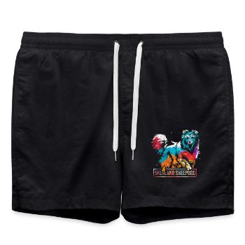 Pfiffiger Sheltie Colliezüchter - Badeshorts - Schwarz - Vorne - AI Model Male 185 light (185cm)