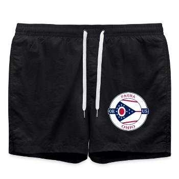 Parma Ohio Flagge USA Reise Souvenir Abzeichen - Badeshorts - Schwarz - Vorne - AI Model Male 185 light (185cm)
