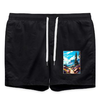 Pacific Crest Trail Kalifornien Reiseposter - Badeshorts - Schwarz - Vorne - AI Model Male 185 light (185cm)