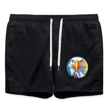 Möwe buntes Aquarell Cartoon Kawaii Tier - Badeshorts - Schwarz - Vorne - AI Model Male 185 light (185cm)