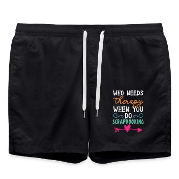 Wer braucht schon eine Therapie, wenn man Scrapboo - Badeshorts - Schwarz - Vorne - AI Model Male 185 light (185cm)