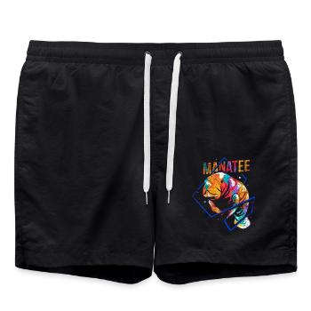 Seekuh Dugong Polygon - Badeshorts - Schwarz - Vorne - AI Model Male 185 light (185cm)