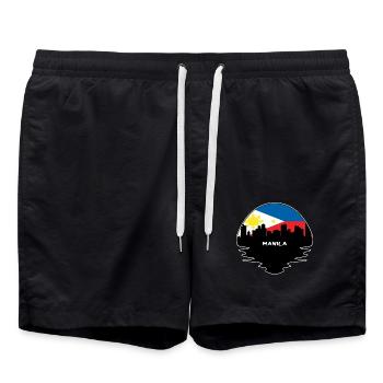 Manila Philippinen Flagge Skyline Silhouette Reisen - Badeshorts - Schwarz - Vorne - AI Model Male 185 light (185cm)