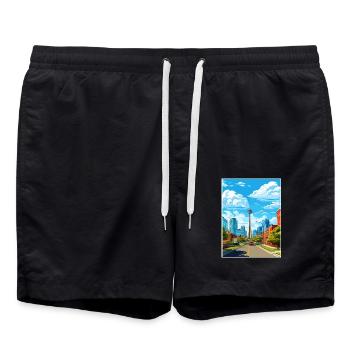 Calgary Kanada Vintage Reiseposter WPA Souvenir - Badeshorts - Schwarz - Vorne - AI Model Male 185 light (185cm)