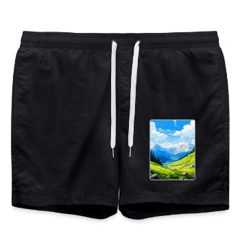 Pyrenäen-Nationalpark Frankreich Reiseplakat WPA - Badeshorts - Schwarz - Vorne - AI Model Male 185 light (185cm)