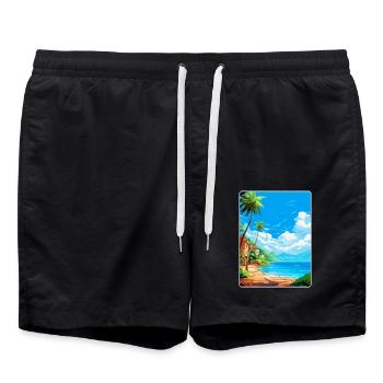 Palau Italien Vintage Reiseposter WPA Kunst Souvenir - Badeshorts - Schwarz - Vorne - AI Model Male 185 light (185cm)