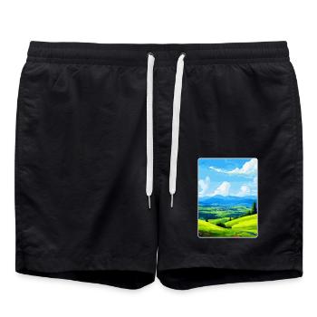Sauerland Deutschland Vintage Reiseplakat Souvenir - Badeshorts - Schwarz - Vorne - AI Model Male 185 light (185cm)
