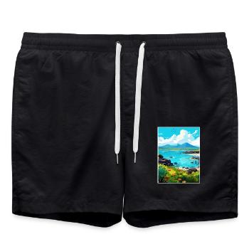 Galapagosinseln Ecuador Vintage Reiseposter - Badeshorts - Schwarz - Vorne - AI Model Male 185 light (185cm)