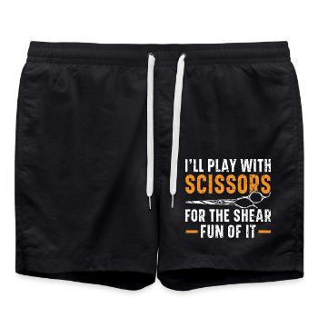 Ich spiele mit der Schere, weil es einfach Spaß ma - Badeshorts - Schwarz - Vorne - AI Model Male 185 light (185cm)
