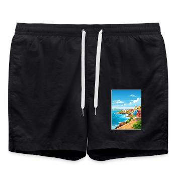 San Juan Karibik Vintage Reiseposter Souvenir - Badeshorts - Schwarz - Vorne - AI Model Male 185 light (185cm)