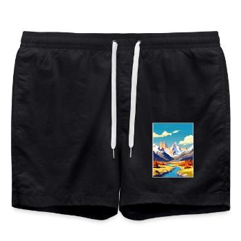 Santa Cruz Argentinien Vintage Reiseposter WPA Kunst - Badeshorts - Schwarz - Vorne - AI Model Male 185 light (185cm)