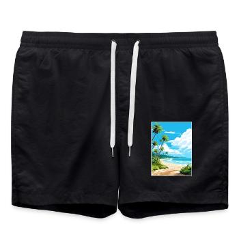 Playa Grande Costa Rica Vintage Reiseposter WPA - Badeshorts - Schwarz - Vorne - AI Model Male 185 light (185cm)