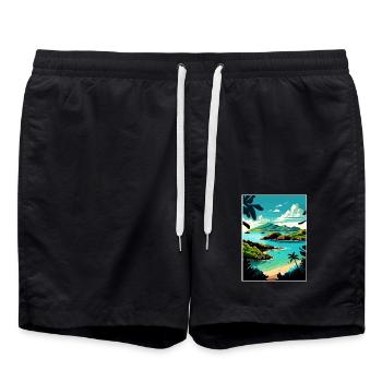 Antigua und Barbuda Karibik Reiseposter - Badeshorts - Schwarz - Vorne - AI Model Male 185 light (185cm)