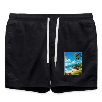 Us Jungferninseln Karibik Vintage Reiseposter - Badeshorts - Schwarz - Vorne - AI Model Male 185 light (185cm)