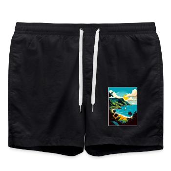 St. Vincent und die Grenadinen Karibik Reisen - Badeshorts - Schwarz - Vorne - AI Model Male 185 light (185cm)
