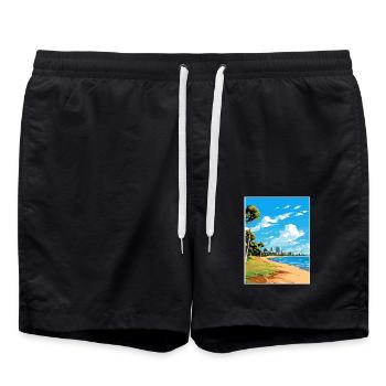 Darwin Australien Deko Vintage Reiseposter WPA - Badeshorts - Schwarz - Vorne - AI Model Male 185 light (185cm)