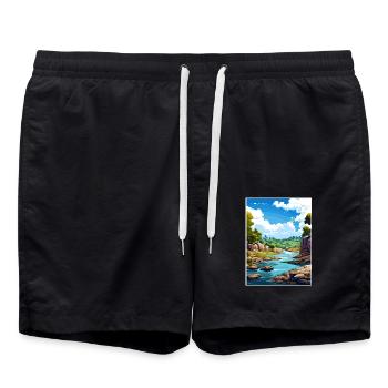 Katarakt Schlucht Australien Vintage Reiseposter WPA - Badeshorts - Schwarz - Vorne - AI Model Male 185 light (185cm)