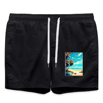 Four Mile Beach Australien Vintage-Reiseposter - Badeshorts - Schwarz - Vorne - AI Model Male 185 light (185cm)