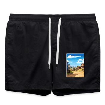 Sovereign Hills Australien Vintage Reiseposter - Badeshorts - Schwarz - Vorne - AI Model Male 185 light (185cm)
