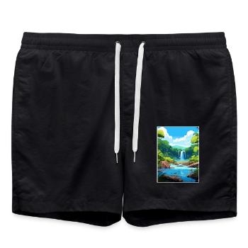 Daintree Regenwald Australien Deko Reiseposter - Badeshorts - Schwarz - Vorne - AI Model Male 185 light (185cm)