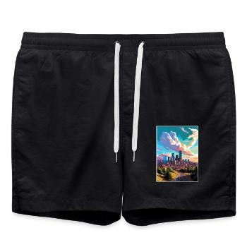Denver Colorado Vintage Reiseposter WPA Souvenir - Badeshorts - Schwarz - Vorne - AI Model Male 185 light (185cm)