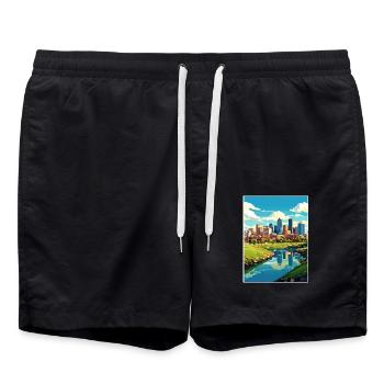 Denver Colorado Vintage Reiseposter WPA Souvenir - Badeshorts - Schwarz - Vorne - AI Model Male 185 light (185cm)