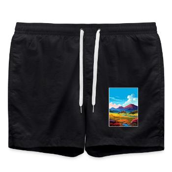 Mauna Kea Hawaii Vintage Reiseposter Souvenir - Badeshorts - Schwarz - Vorne - AI Model Male 185 light (185cm)