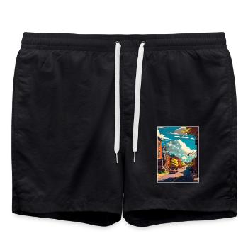York Pennsylvania Vintage Reiseposter Souvenir - Badeshorts - Schwarz - Vorne - AI Model Male 185 light (185cm)