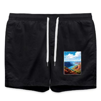 Flaming Gorge Utah Vintage Reiseposter Souvenir - Badeshorts - Schwarz - Vorne - AI Model Male 185 light (185cm)