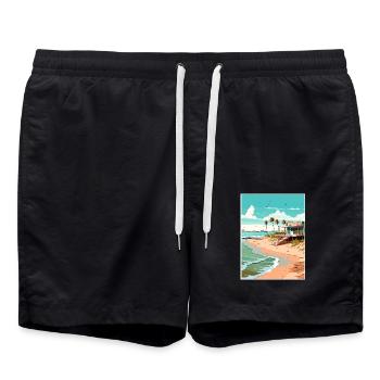 Crystal Beach Texas Vintage Reiseposter Souvenir - Badeshorts - Schwarz - Vorne - AI Model Male 185 light (185cm)