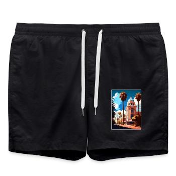 San Jose Kalifornien Vintage Reiseposter Souvenir - Badeshorts - Schwarz - Vorne - AI Model Male 185 light (185cm)