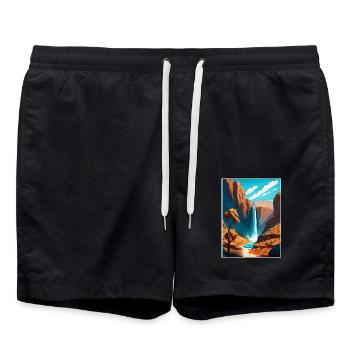 Ribbon Falls Arizona Vintage Reiseposter WPA Kunst - Badeshorts - Schwarz - Vorne - AI Model Male 185 light (185cm)