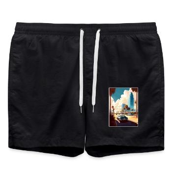 Jacksonville Florida Vintage Reiseposter WPA Kunst - Badeshorts - Schwarz - Vorne - AI Model Male 185 light (185cm)