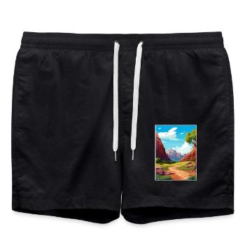 Zion National Park Utah Vintage Reiseposter WPA - Badeshorts - Schwarz - Vorne - AI Model Male 185 light (185cm)