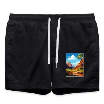 Zion National Park Utah Vintage Reiseposter WPA - Badeshorts - Schwarz - Vorne - AI Model Male 185 light (185cm)