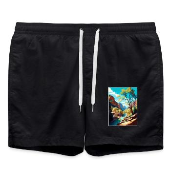 Oak Creek Canyon Arizona Vintage Reiseposter WPA - Badeshorts - Schwarz - Vorne - AI Model Male 185 light (185cm)