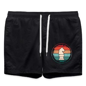 Schach Spieler Schachfiguren Schachspieler - Badeshorts - Schwarz - Vorne - AI Model Male 185 light (185cm)