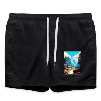 John Muir Trail California Vintage Reiseposter - Badeshorts - Schwarz - Vorne - AI Model Male 185 light (185cm)