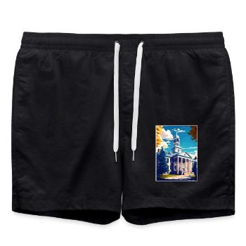 State College Pennsylvania Vintage-Reiseposter - Badeshorts - Schwarz - Vorne - AI Model Male 185 light (185cm)
