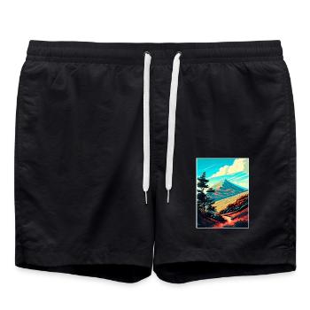 Mount Tamalpais Kalifornien Vintage Reiseposter - Badeshorts - Schwarz - Vorne - AI Model Male 185 light (185cm)