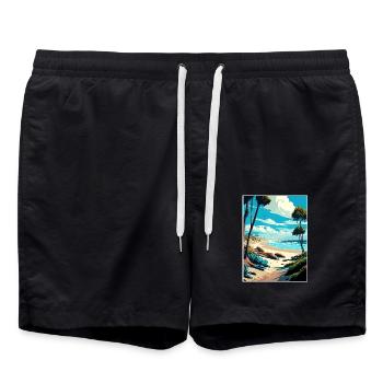 Salt Creek Beach Kalifornien Vintage Reiseposter - Badeshorts - Schwarz - Vorne - AI Model Male 185 light (185cm)