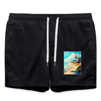 Salt Creek Beach Kalifornien Vintage Reiseposter - Badeshorts - Schwarz - Vorne - AI Model Male 185 light (185cm)